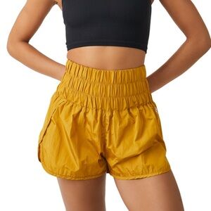 Free People Movement The Way Home Women's Gold High-Waisted Shorts